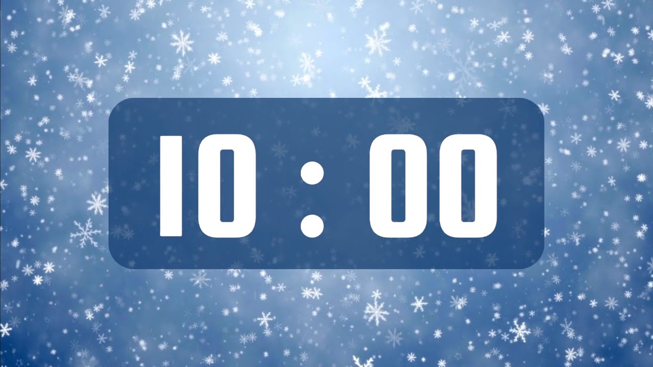 10 Minute Timer | With Acoustic Coffee Shop Music & Alarm Bell | Winter Falling Snowflakes Theme ❄️