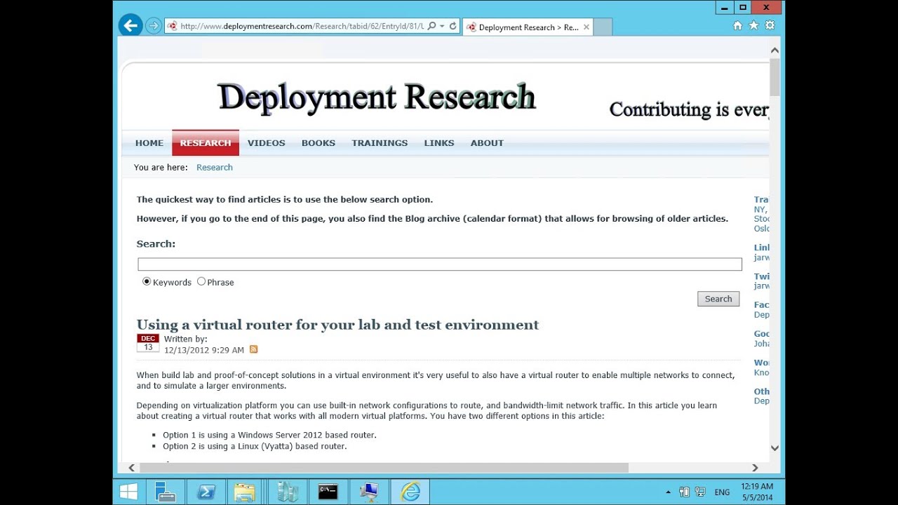 Using a virtual router for your lab and test environment