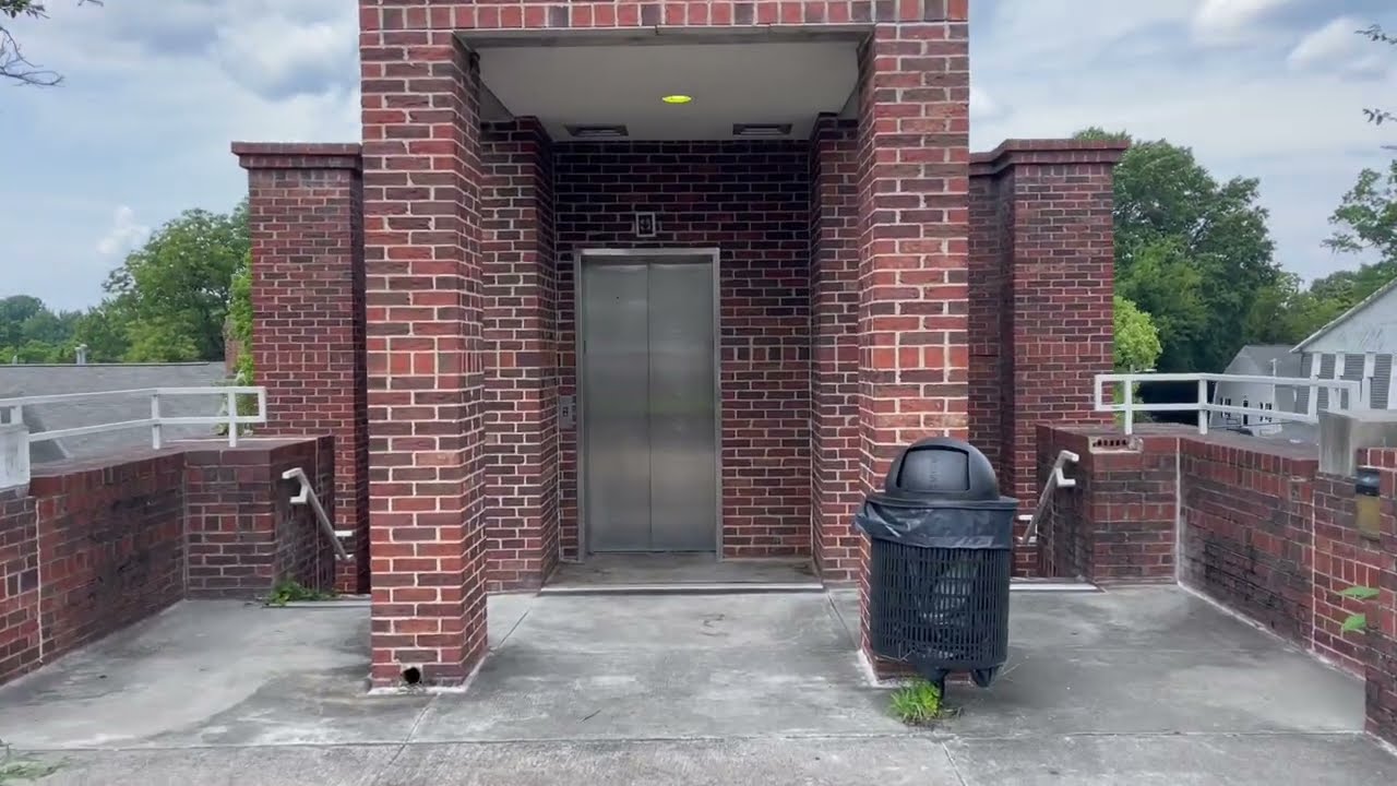Side Doors! Neat Dover Impulse Hydraulic Glass Elevator at Wallace Parking Deck in Chapel Hill, NC.