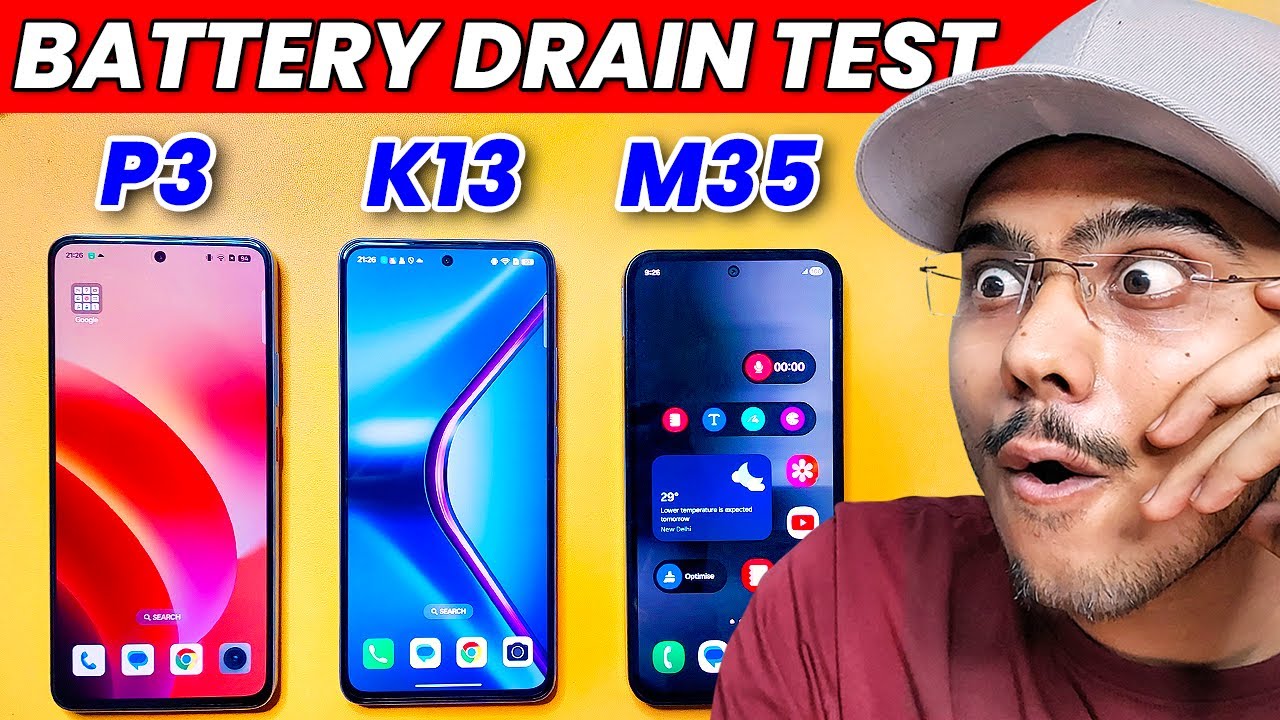 Samsung M35 vs Oppo K13 vs Realme P3 - Battery Drain Test | Full Comparison