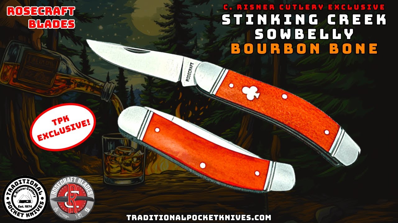 RoseCraft Blades: (C. Risner Cutlery / TPK Exclusive) Stinking Creek Sowbelly - Bourbon Bone
