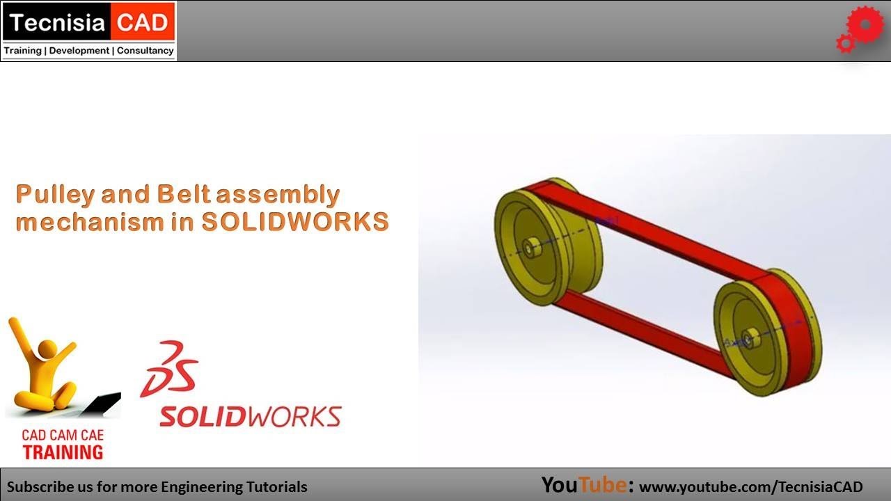 Pulley and Belt assembly mechanism in Solidworks | TecnisiaCAD Tutorials