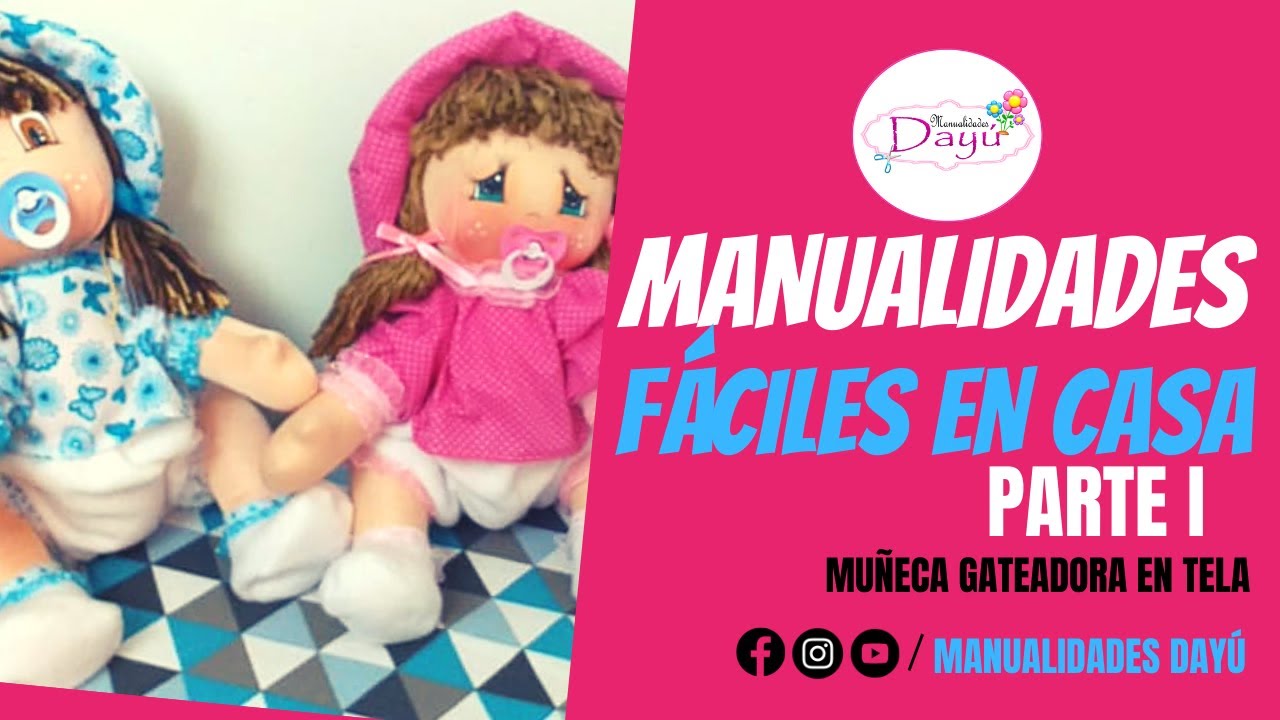 PASO A PASO Muñeca (Bebe) Gatiadora ✂ MOLDES GRATIS-MUÑECA DE TRAPO-tela 🧵 #QuédateEnCasa parte1