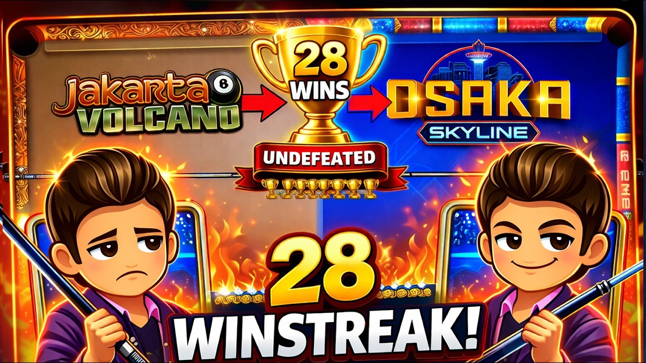 28 Winstreak From Jakarta to OSAKA 😱 Can we Make 200M Coins? 8 Ball Pool - GamingWithK