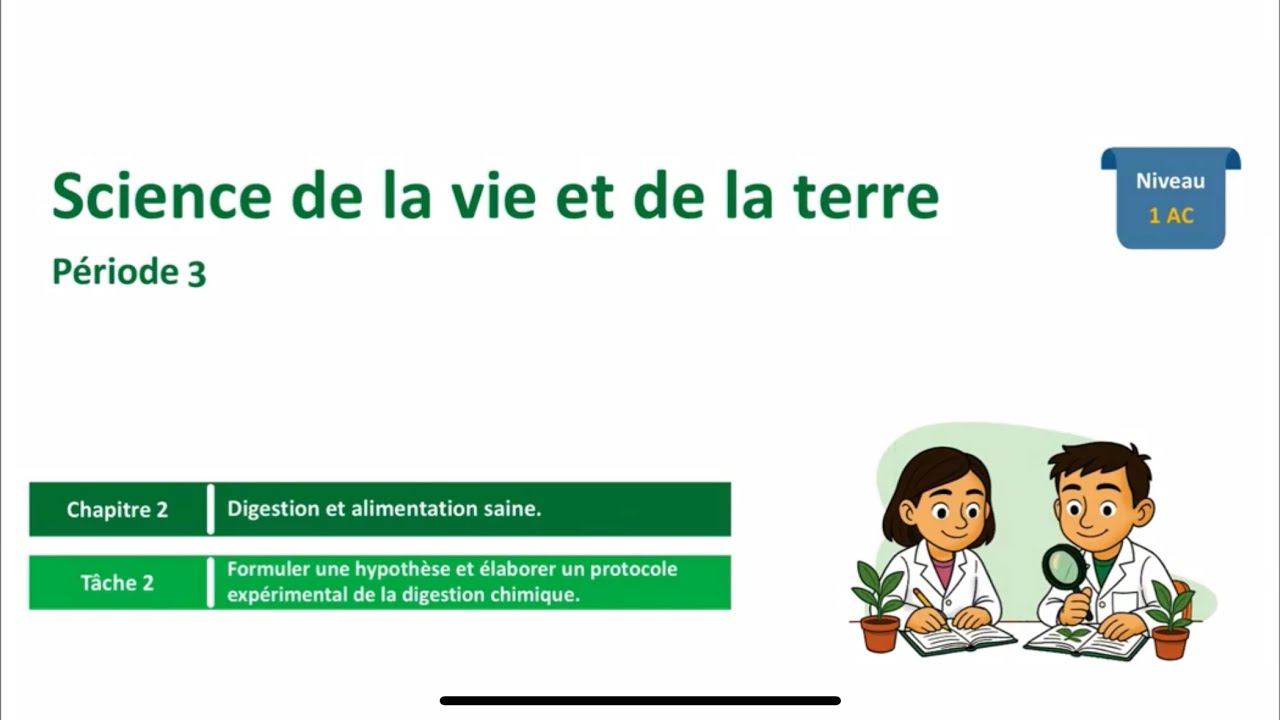 1AC SVT : t&acirc;che 2 : Formuler une hypoth&egrave;se et &eacute;laborer un protocol de la digestion chimique