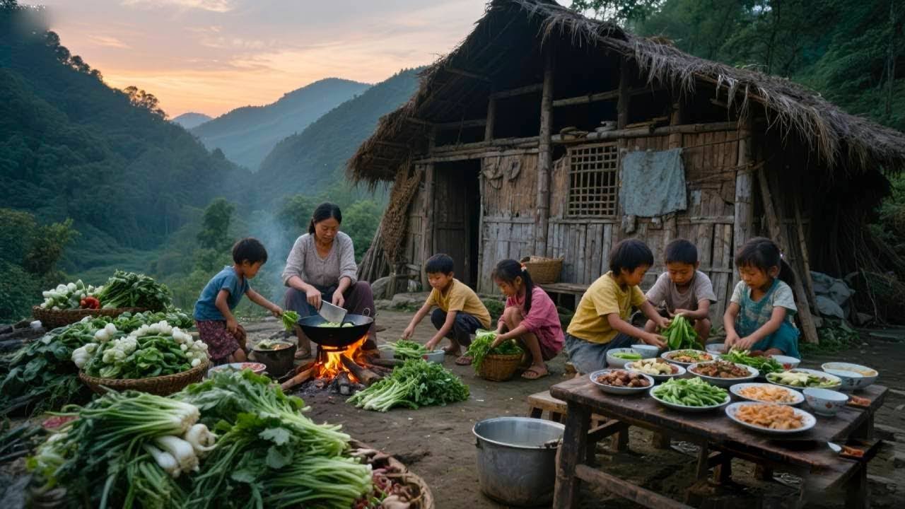 【一家七口隐居深山】今天哥哥带弟弟妹妹去市里买肉，回家给妈妈做饭，孩子们真懂事！#农村生活#亲子