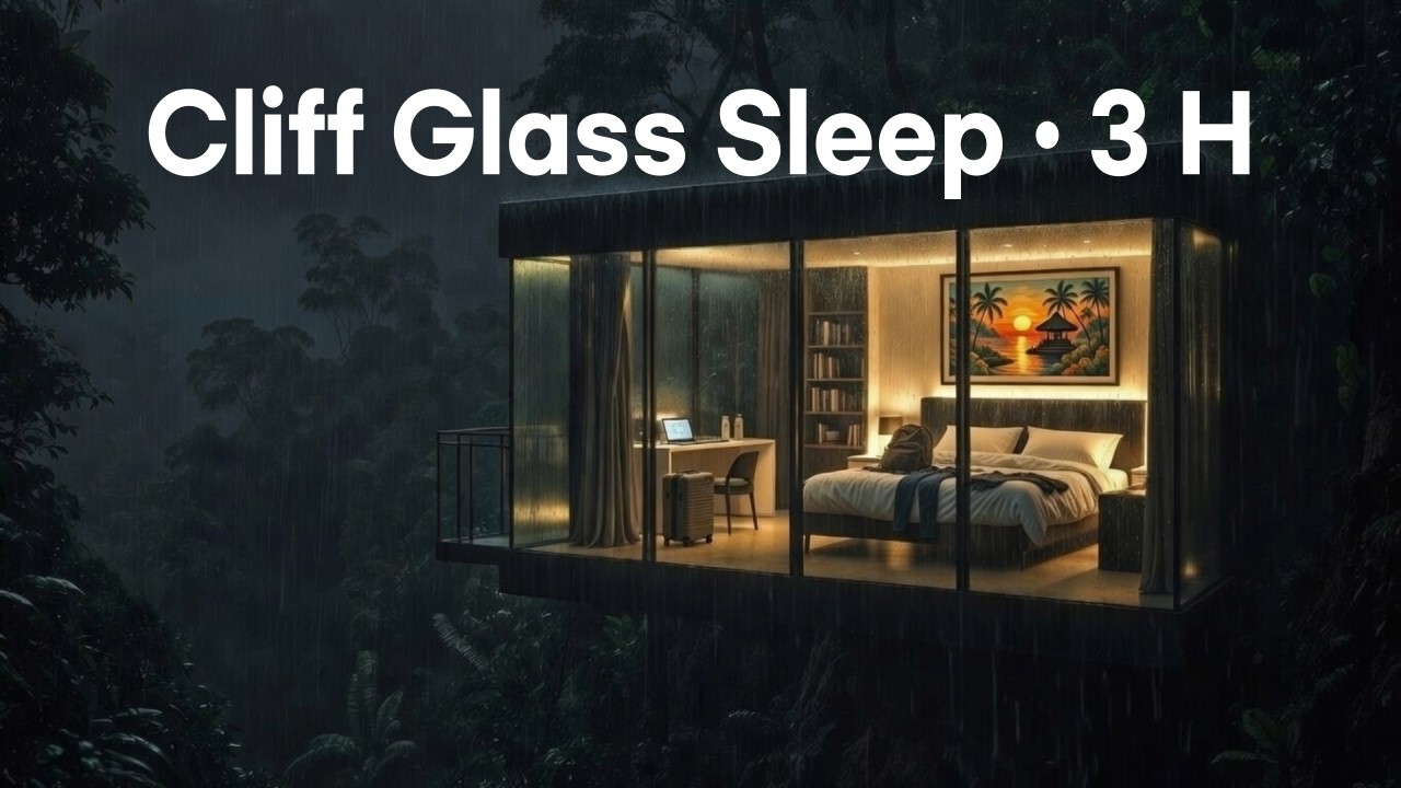 Sleep in a Glass Cliff Room • Heavy Rain Sounds (3 Hours)
