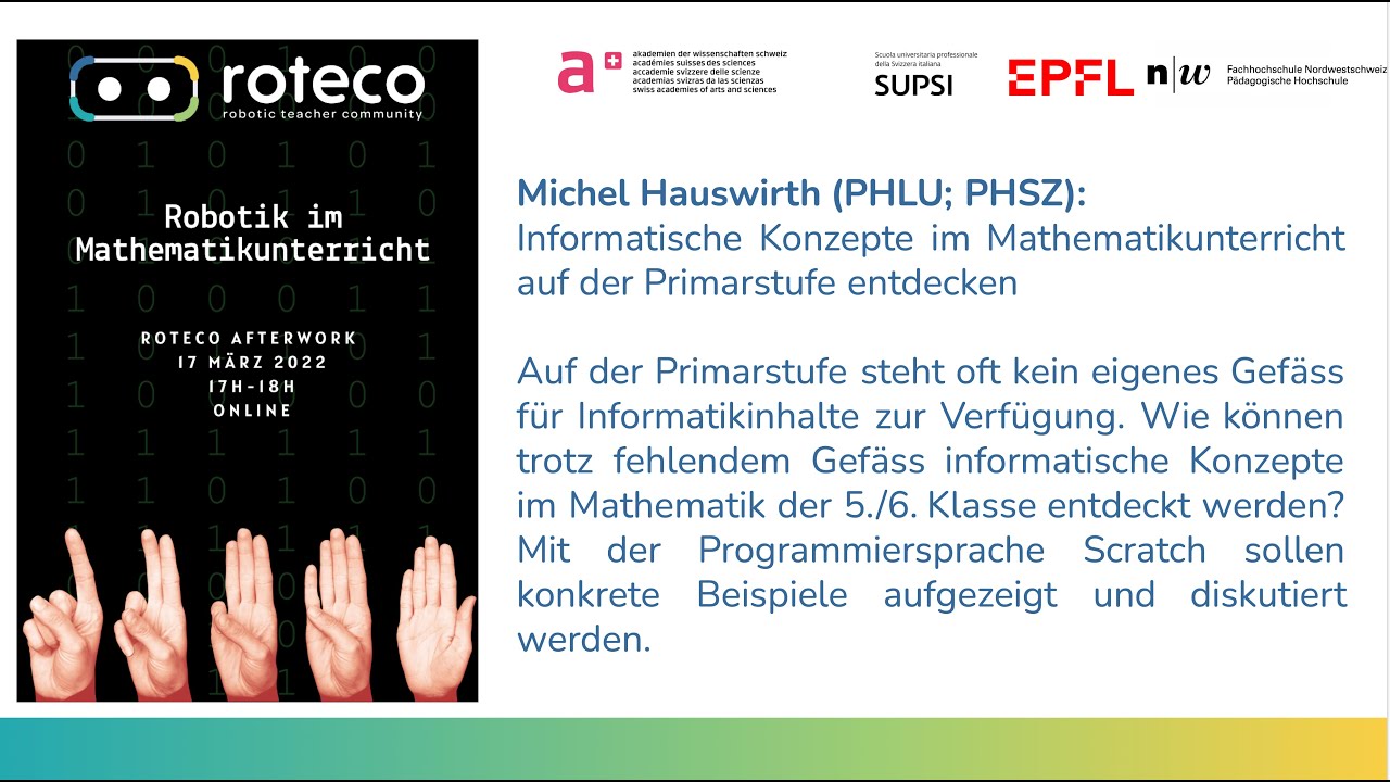 Roteco Afterwork März: Informatische Konzepte im Mathematikunterricht auf der Primarstufe entdecken