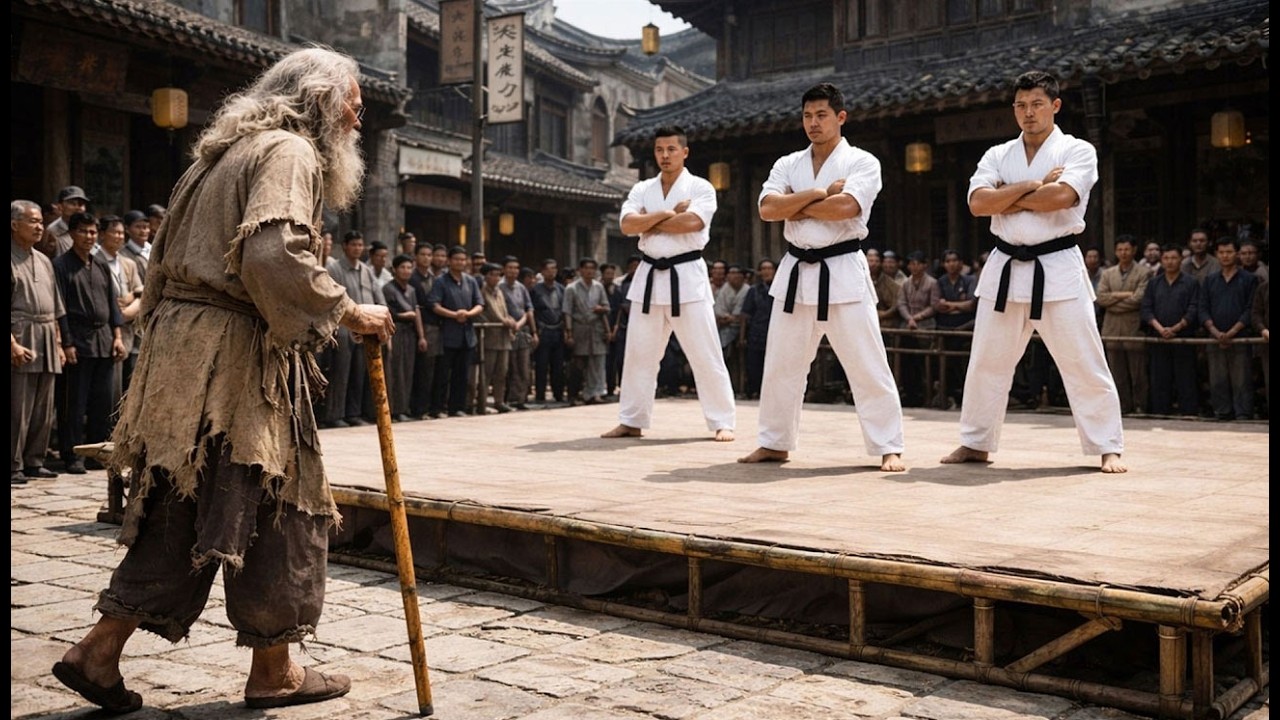 日本空手道高手嚣张无比，结果被老者太极一招击败！⚔️精武門