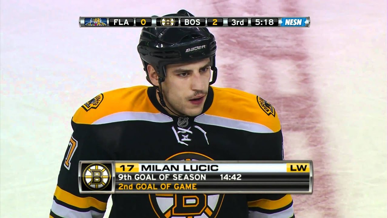 Milan Lucic scores a natural hat trick vs Florida 11/18/10 1080p HD