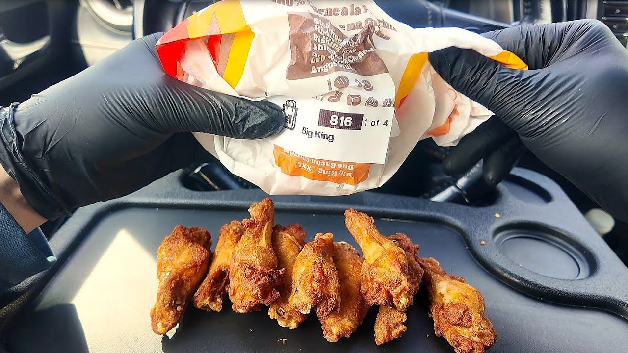 BURGER KING POV SPECIAL CHICKEN WINGS PLUS BIG KING EATING IN CAR ASMR MUKBANG 먹방