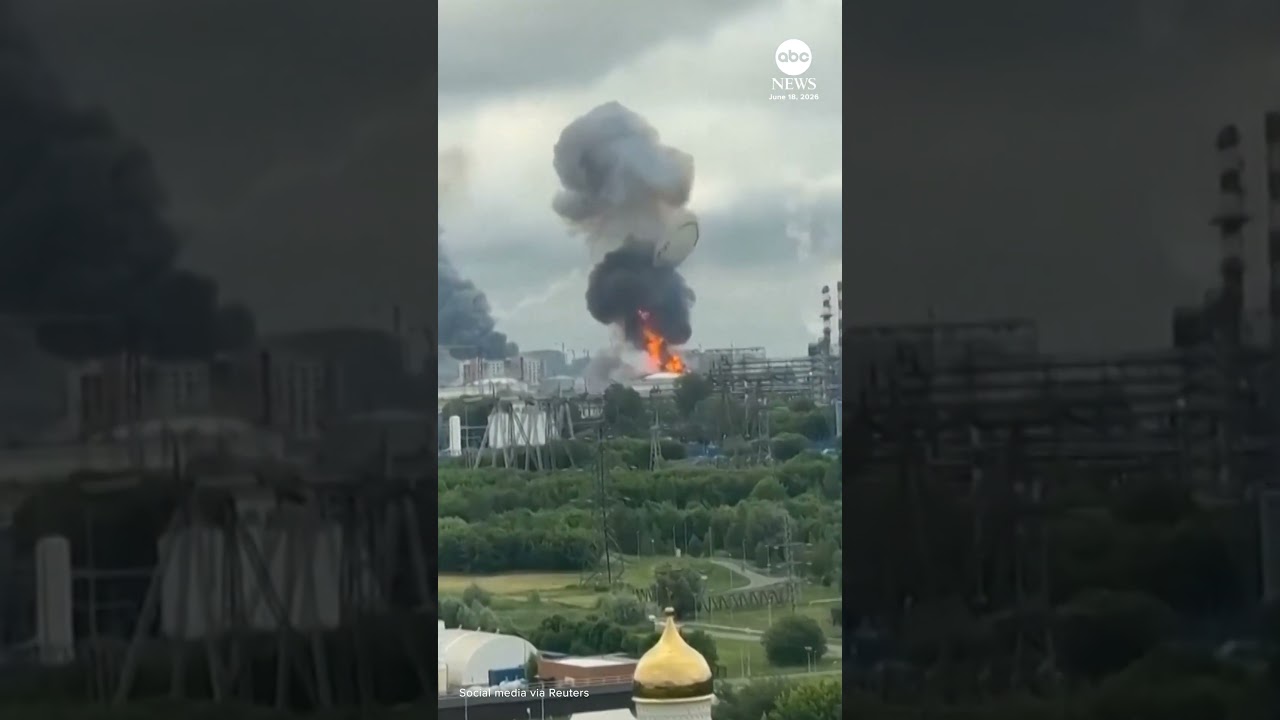 Fuel storage tank's lid blown off as Moscow refinery targeted by Ukraine