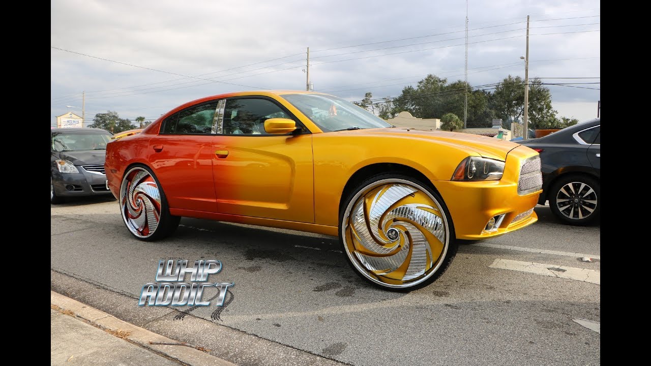 WhipAddict: Kandy Blue Dodge Charger on Forgiato 32s, Yellow/Orange Charger on DUB 30s