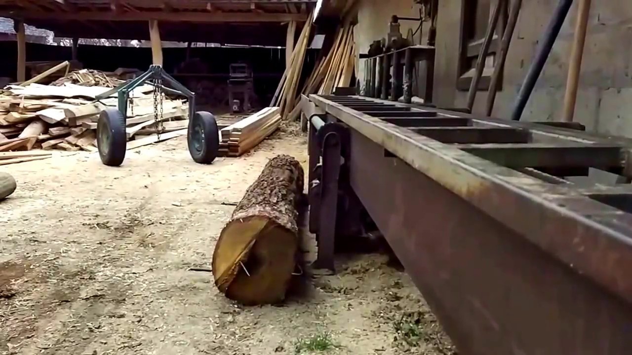 Дисковая пилорама, подъёмник бревна