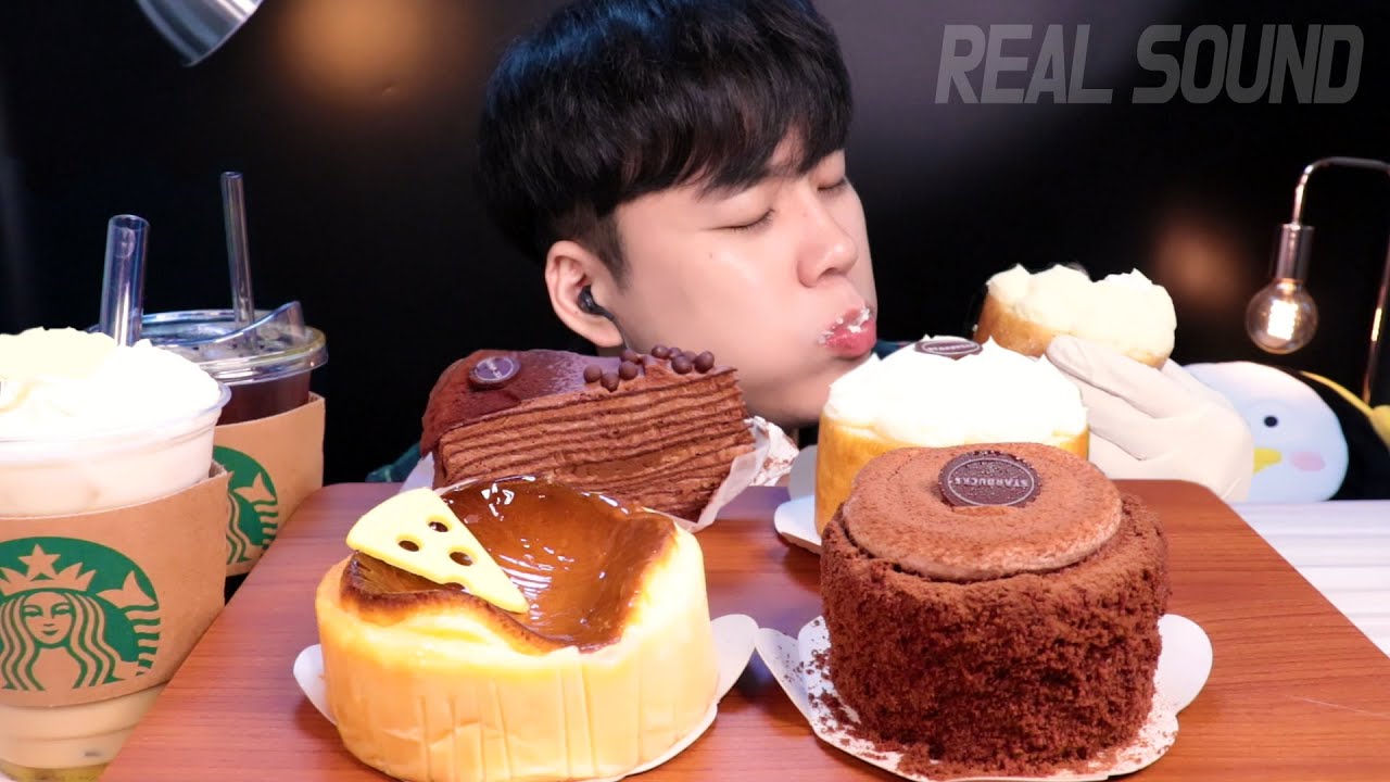 ASMR 🍰슈크림라떼와 스타벅스 케이크 먹방 리얼사운드STARBUCKS CAKES MUKBANG DESSERT REAL SOUND