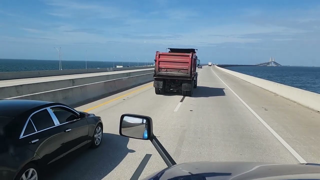 POV Driving Over The  Florida Skyway Bridge For The First Time!!