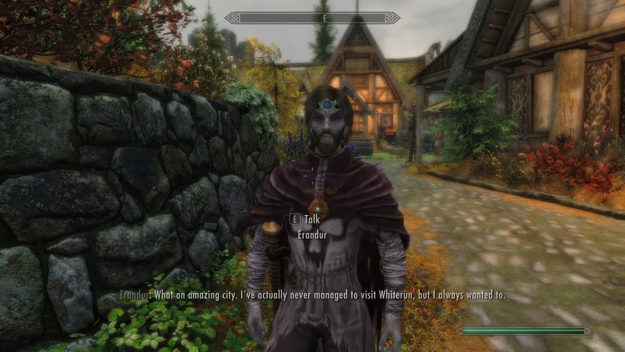 Erandur's lines in Skyrim's settlements. Skyrim Anniversary Edition