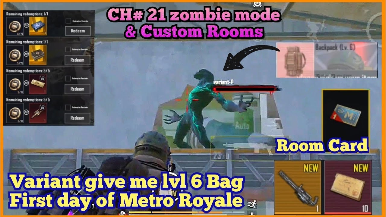 Metro Royale Chapter 21 gameplay | new update | new zombie mode and Custom rooms