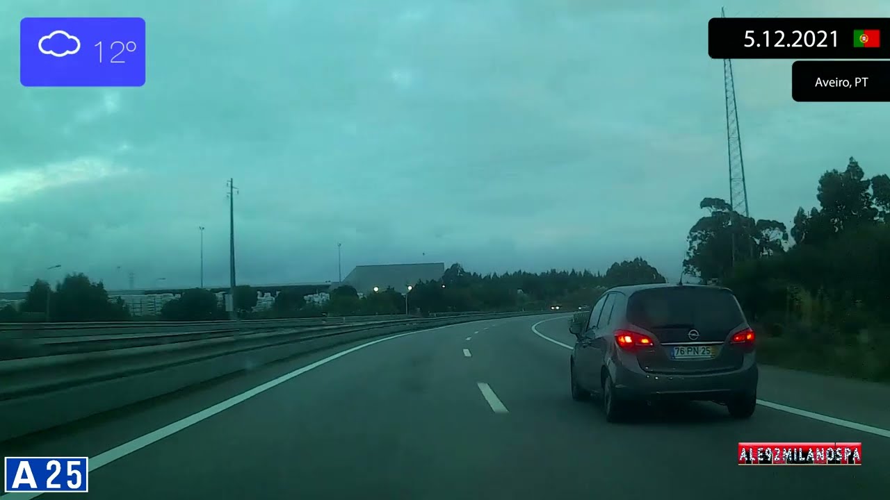 Driving through Região Aveiro (Portugal) from Gafanha da Encarnação to Aveiro 5.12.2021 Timelapse x4