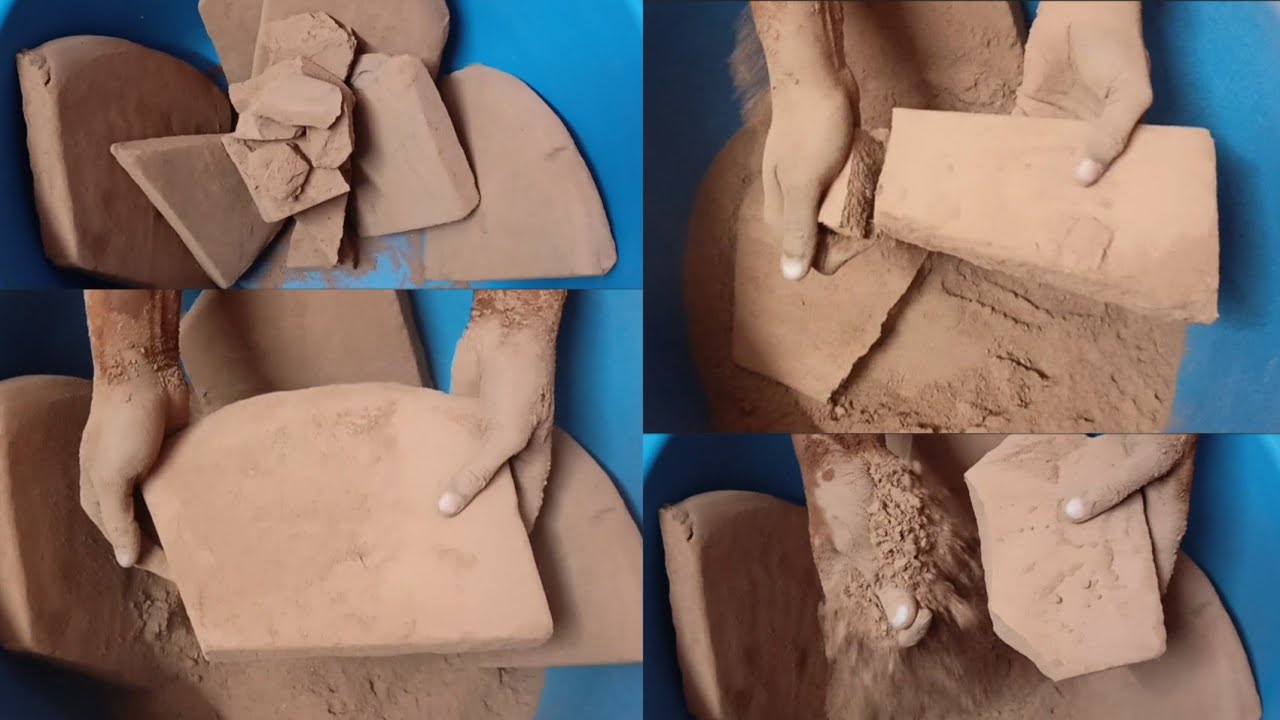 Soft Powdery Pure Red❤️Dirt Slabs Dry Crumbling & Powder Play ASMR #954