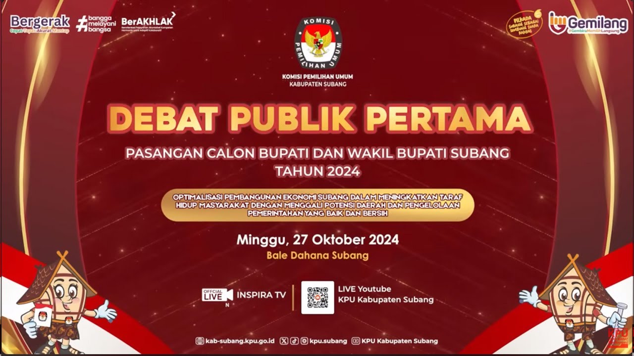 🔴[LIVE DELAY] Debat Publik Pertama Calon Bupati dan Wakil Bupati Subang | 27  Oktober 2024