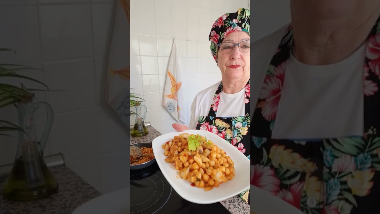 GARBANZOS CON SEPIA Y CHAMPIÑONES BUENO RICO Y BARATO