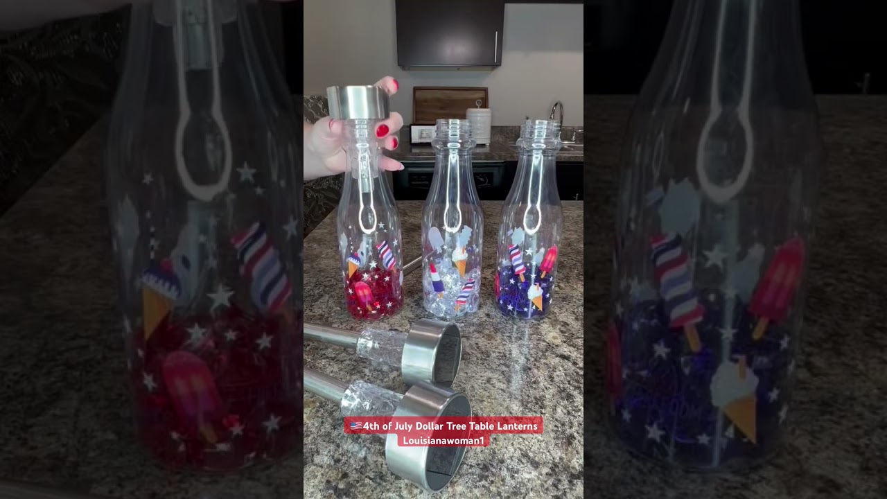 4th of July Dollar Tree Table Lanterns! 🇺🇸 #shorts #diy
