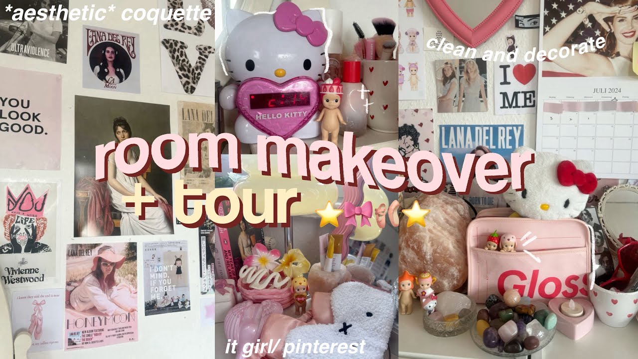 🐆🎀 AESTHETIC ROOM MAKEOVER, cleaning + TOUR 2024 | trendy, tiktok/pinterest- inspired *coquette*