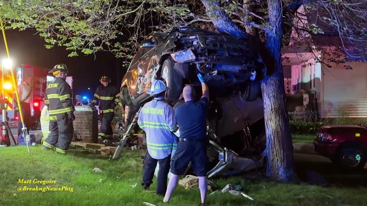 WILD car crash in Blackstone, Ma. Watch the extrication!