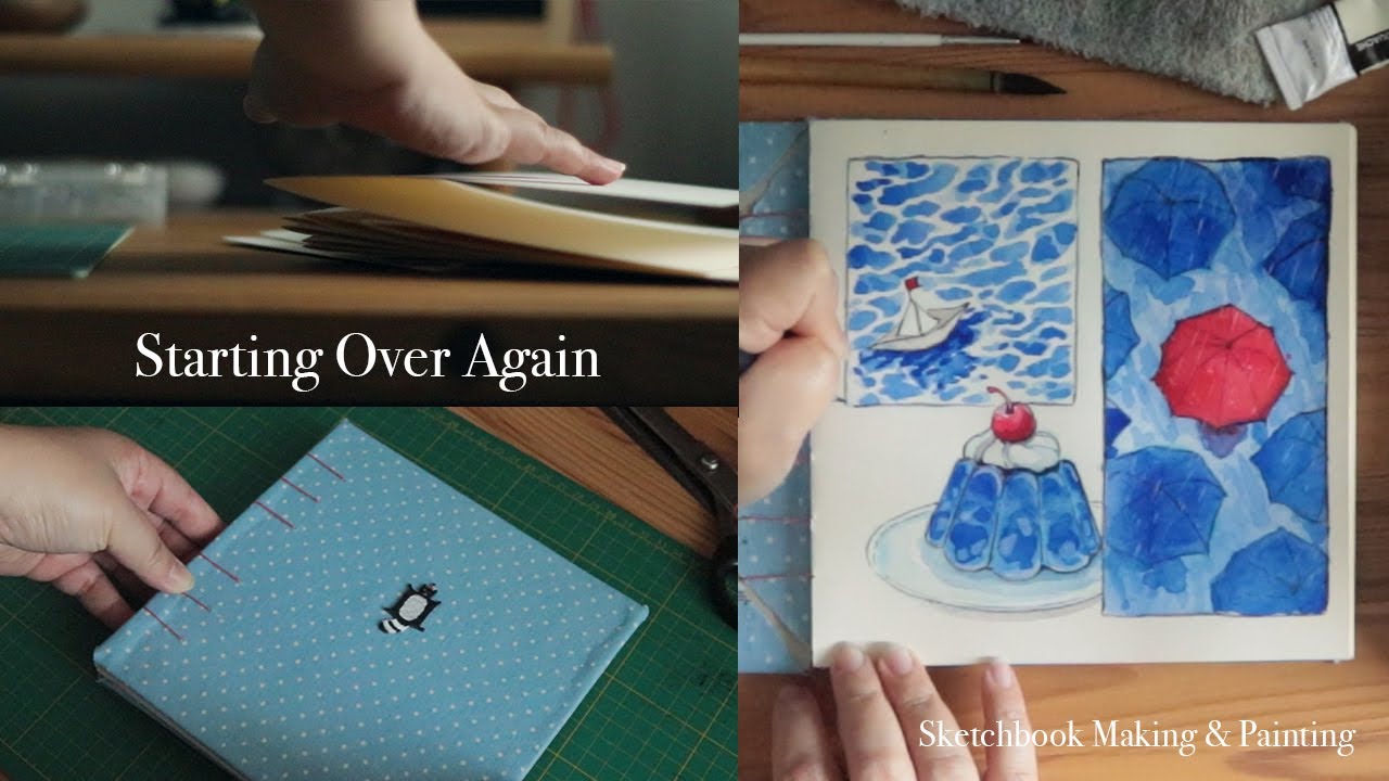 VLOG | Starting over, sketchbook making and painting