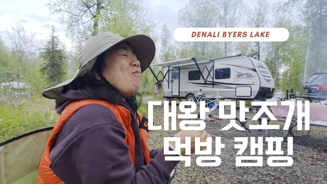 해가 지지않는 백야속에서 설산을 배경으로 알래스카 대왕맛조개 먹방 캠핑 #캠핑 #백야 #맛조개 #밴부부 #디날리