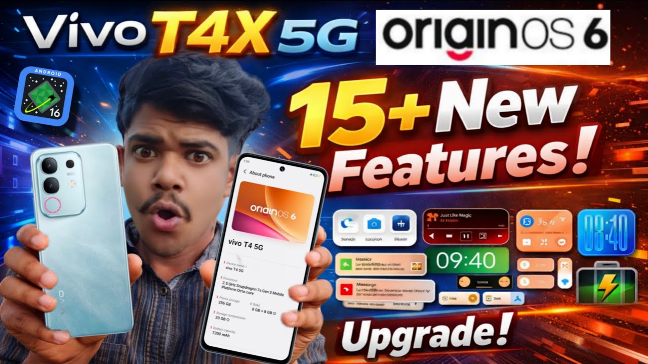 Vivo T4X 5G OriginOS 6 Android 16 15+ New Features | OriginOS 6 15+ New Features In Vivo T4X 5G