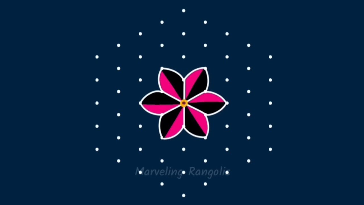 rangoli designs 3d with color kolam // trending muggulu 9 x 5 dots