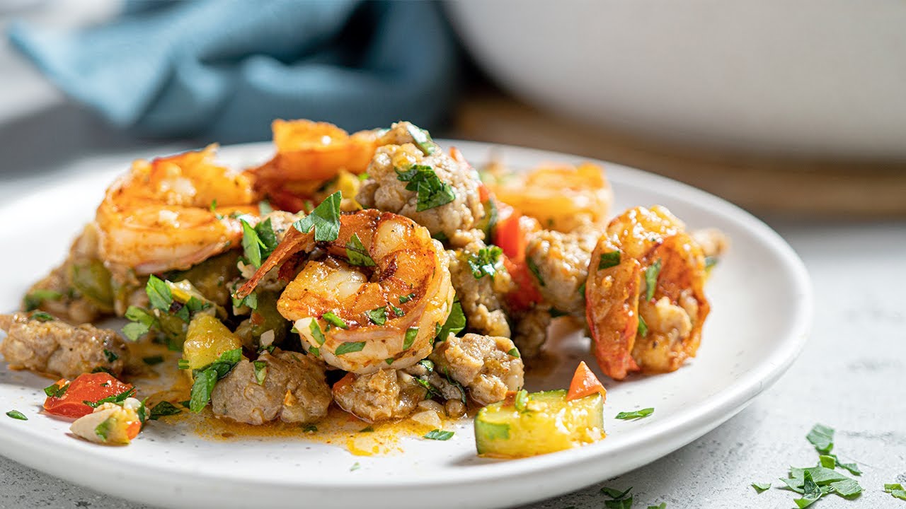 Keto Shrimp and Sausage Skillet Recipe