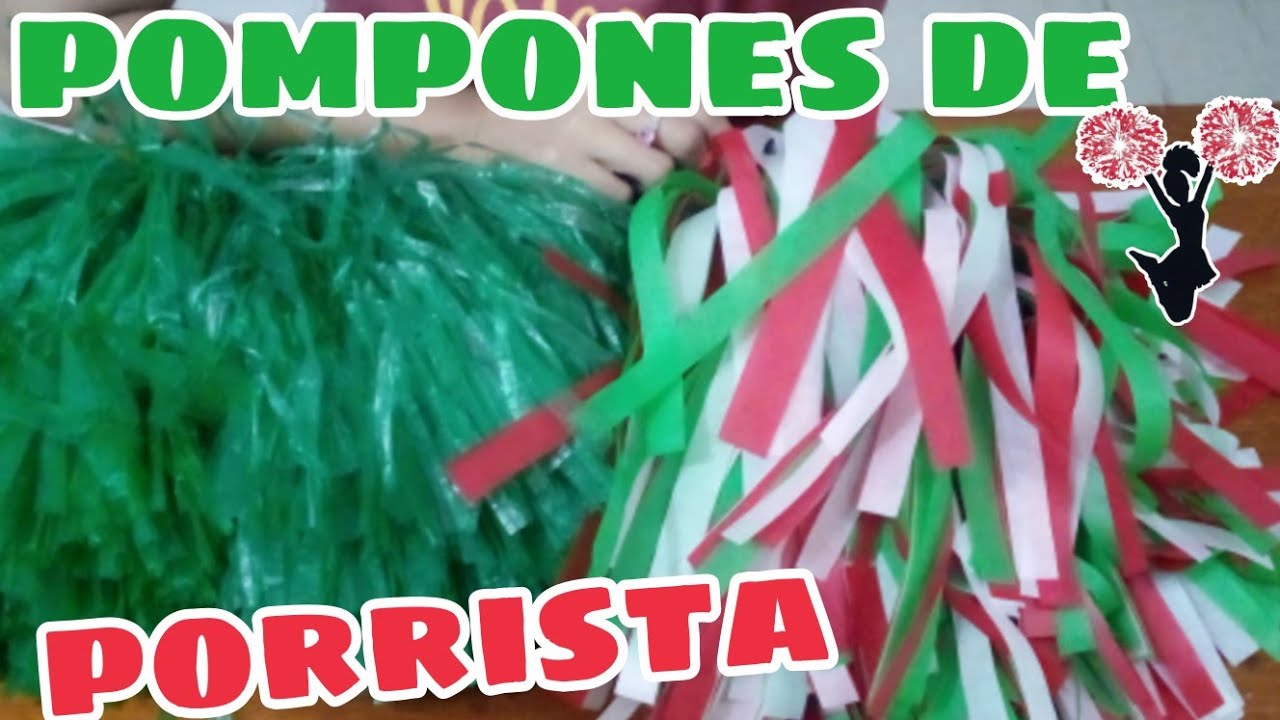 COMO hacer POMPONES de PORRISTA con PAPEL CHINA/POMPONES de rafia