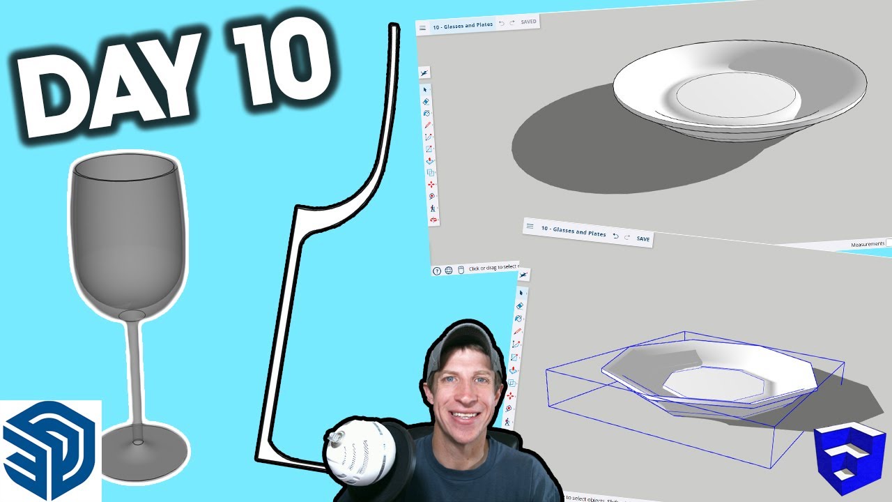 Learn SketchUp in 30 Days DAY 10 - Glasses and Plates!