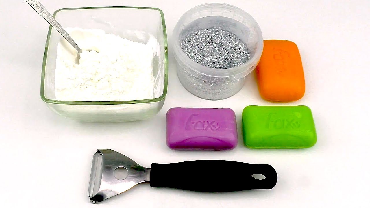 How to make soap boxes with starch, curls and glitter for ASMR video. Very Satisfying Video.