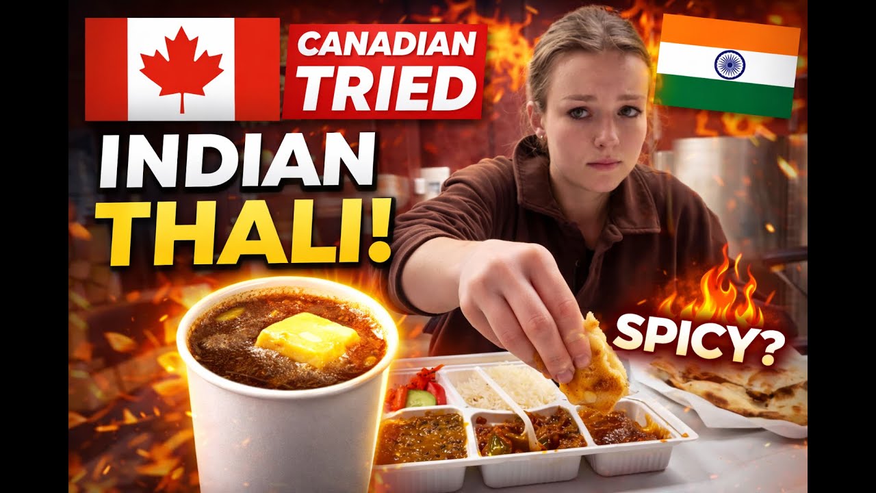 🇨🇦 Canadian Blonde Girl Tries Authentic 🇮🇳 Indian Thali | Best Indian Food | Lala Mashala #veggmomo