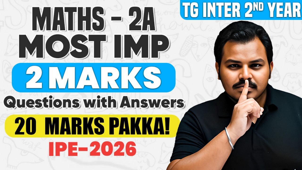 TG Inter 2nd Year Maths 2A 2Marks Questions One Shot | All SAQs with Answers | IPE 2026