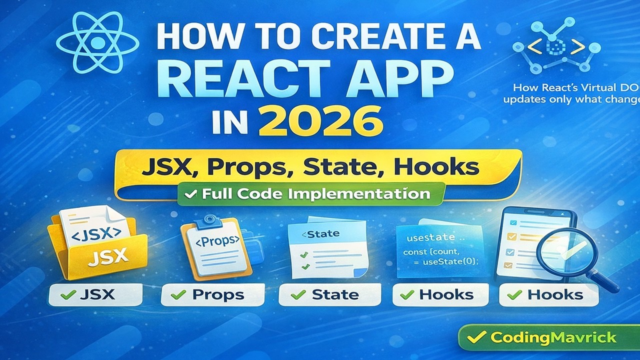 2. Build a React App 2026 | JSX, Props, State, Hooks & Virtual DOM | React From  Zero to Cloud