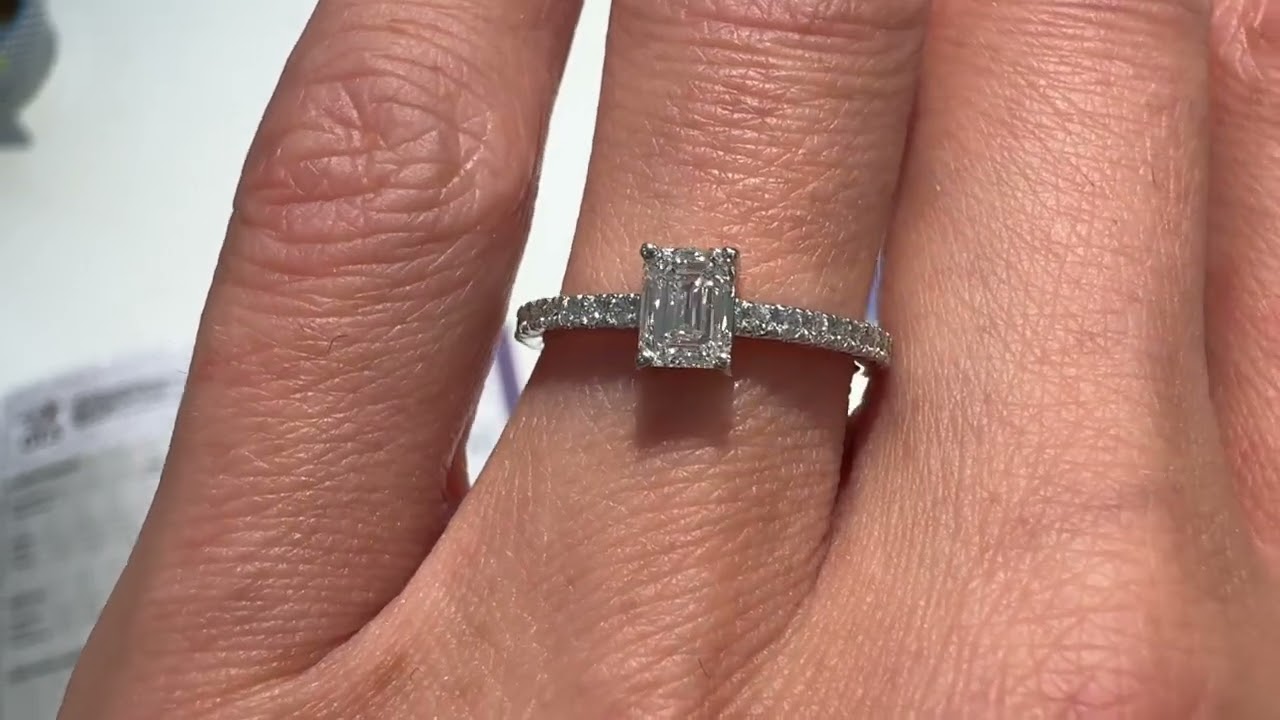 0.5 carat Emerald Cut Diamond Paved Ring - PIERRE - Style #6024