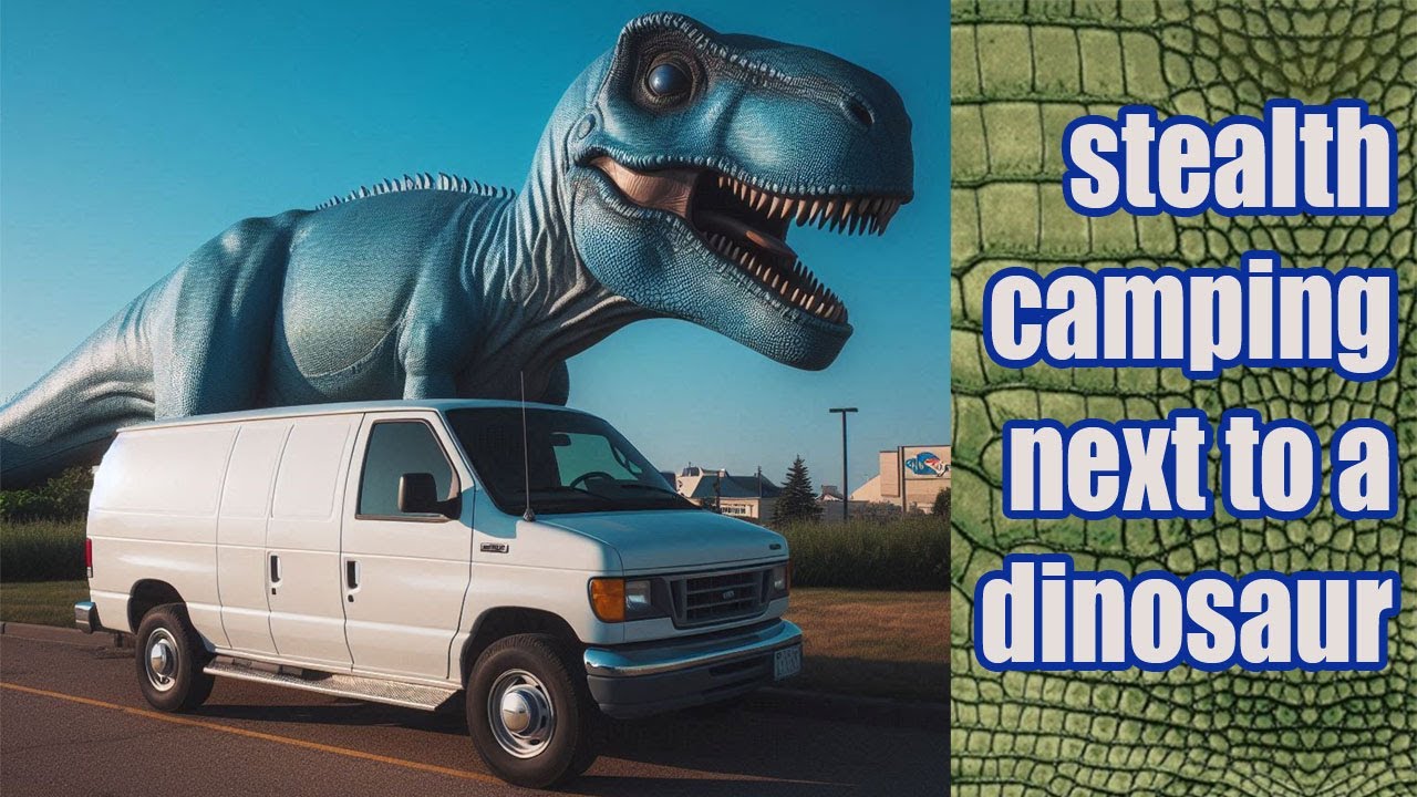 Vanlife Stealth Camping on Route 66 next to a Dinosaur | BRV014