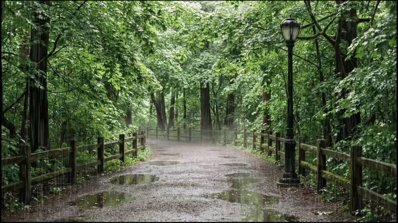 Light Rain Through Woodland Leaves | Peaceful Ambient Audio for Relaxation