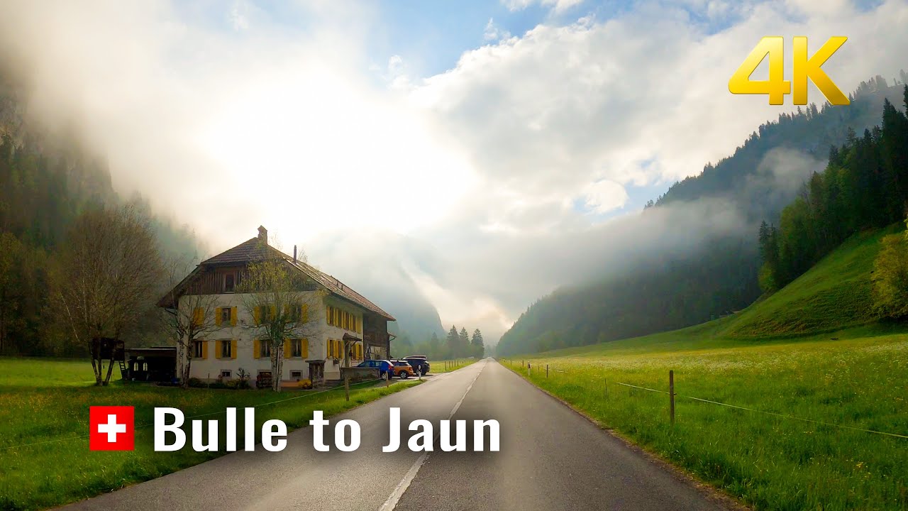 Switzerland 🇨🇭 driving from Bulle to Jaun, Scenic driving in Switzerland 4K