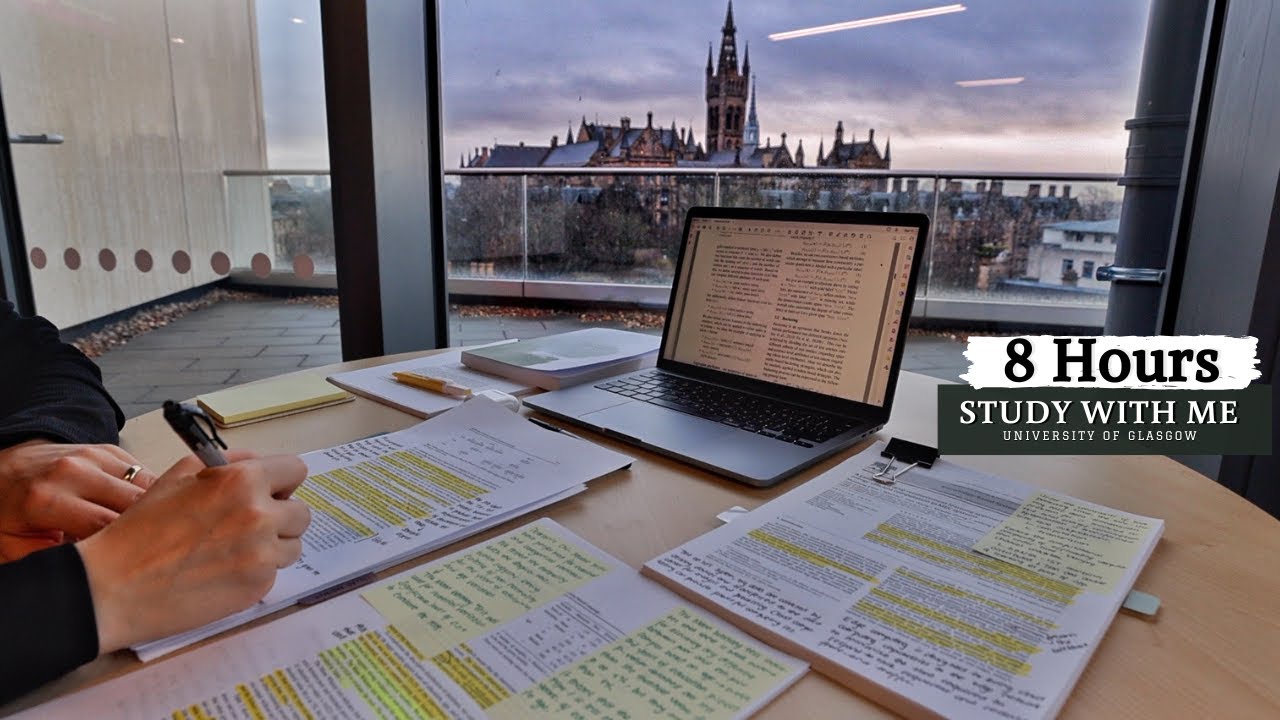 8 HOUR STUDY WITH ME at the LIBRARY | University of Glasgow,Background noise,10 min break, No Music