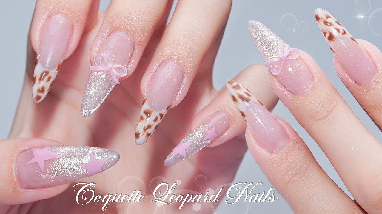 Nail ASMR | Coquette Leopard Nails🎀 ✨ASMR Nail Art Collection | Self Nails | French Nails