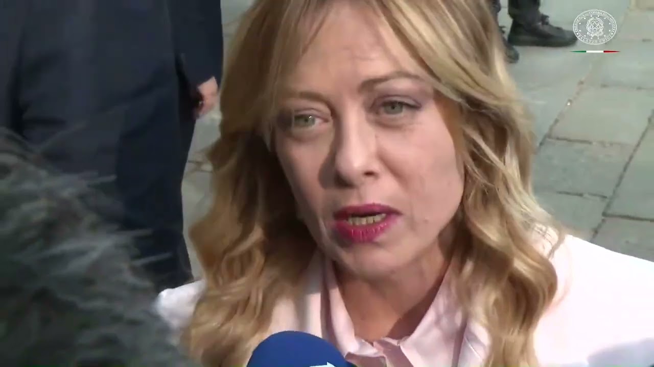 Punto stampa del Presidente Giorgia Meloni prima dell'intervento a Milano a Confagricoltura.