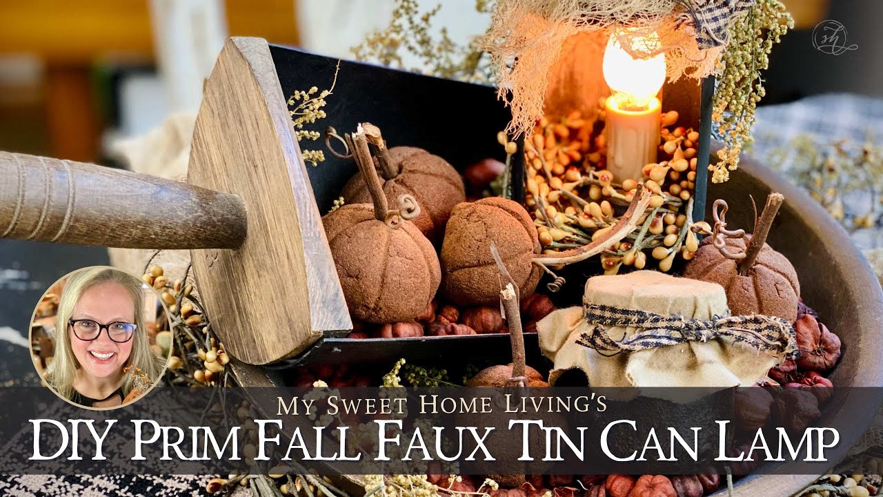 DIY Primitive Faux Tin Can Candle Lamp & Bowl Fall Decor Ideas - How to DIY craft your home decor!