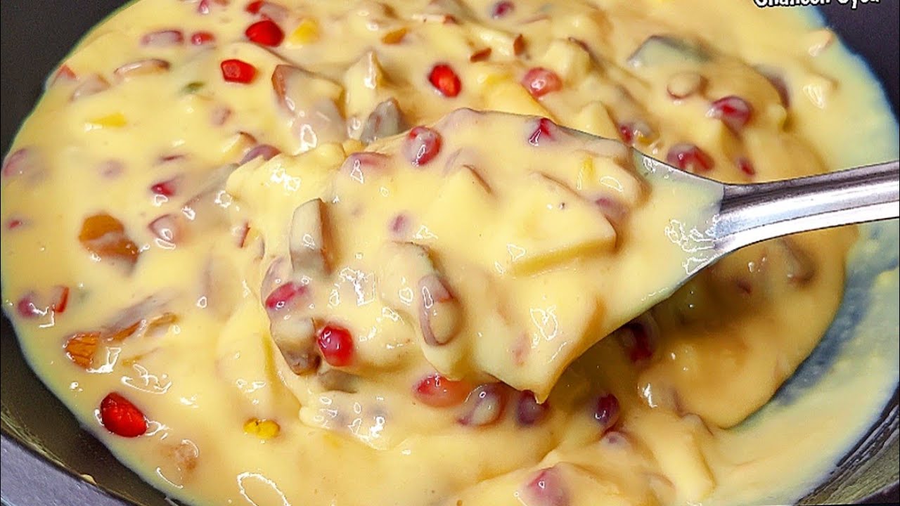 fruit custard summer special dessert only 1/2 litre milk | easy quick dessert | ramadan 2022