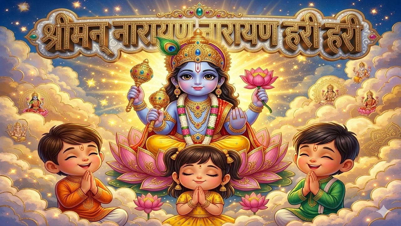 Shriman Narayan Narayan Hari Hari | Hindi Bhajan for Kids | Animated Bhakti Song | SMS Bhakti TV